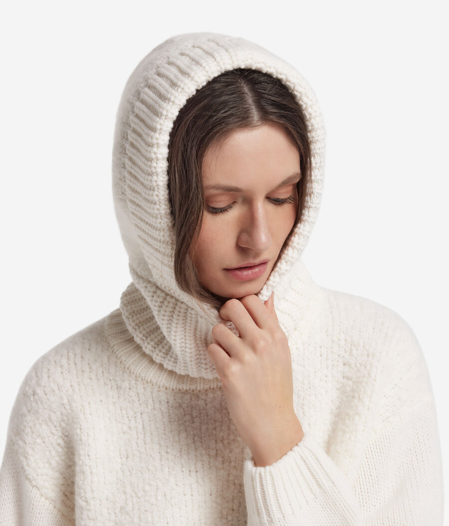 kapuze mit ultraweichem kaschmir- und bouclé-rippstrick