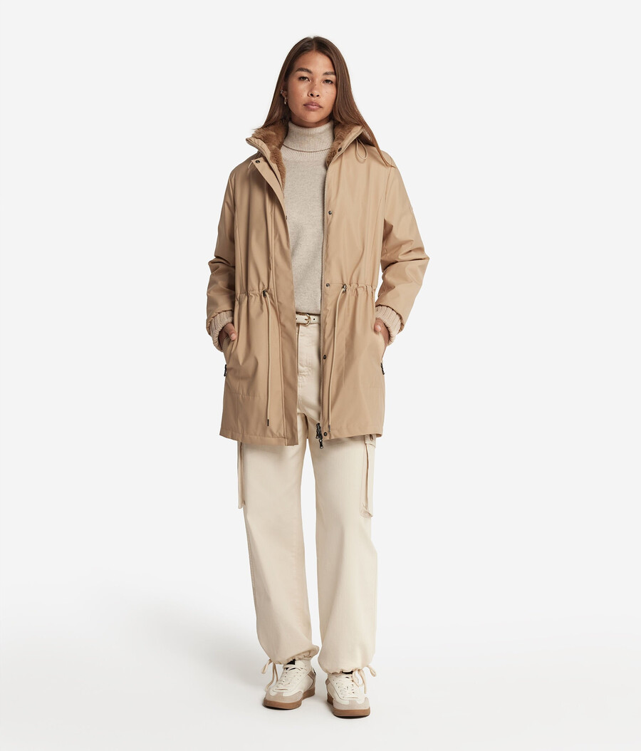 wendbare funktionsjacke mit kaninchenfellfutter