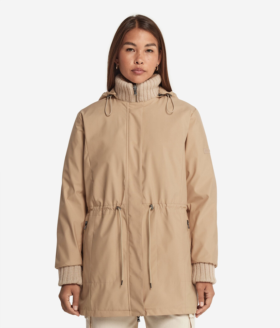 wendbare funktionsjacke mit kaninchenfellfutter