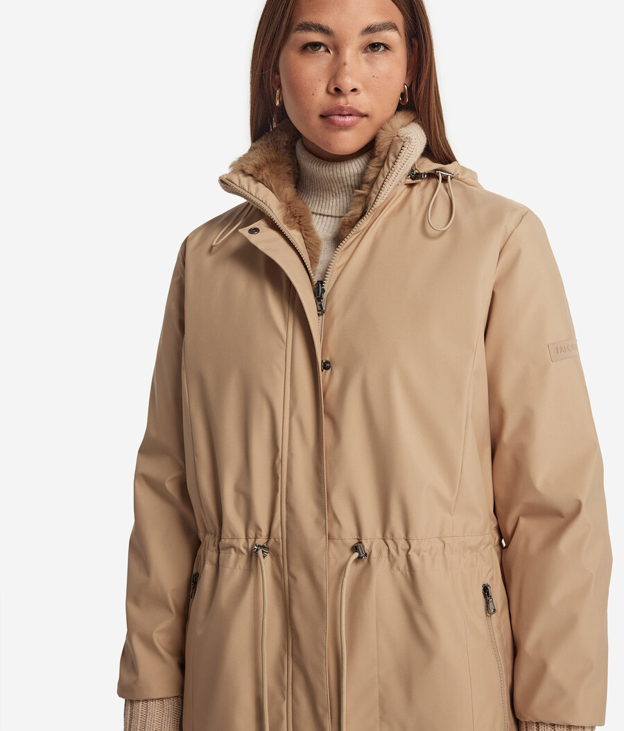 wendbare funktionsjacke mit kaninchenfellfutter