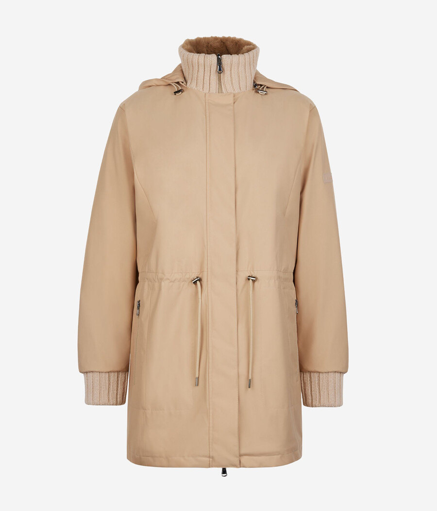 wendbare funktionsjacke mit kaninchenfellfutter