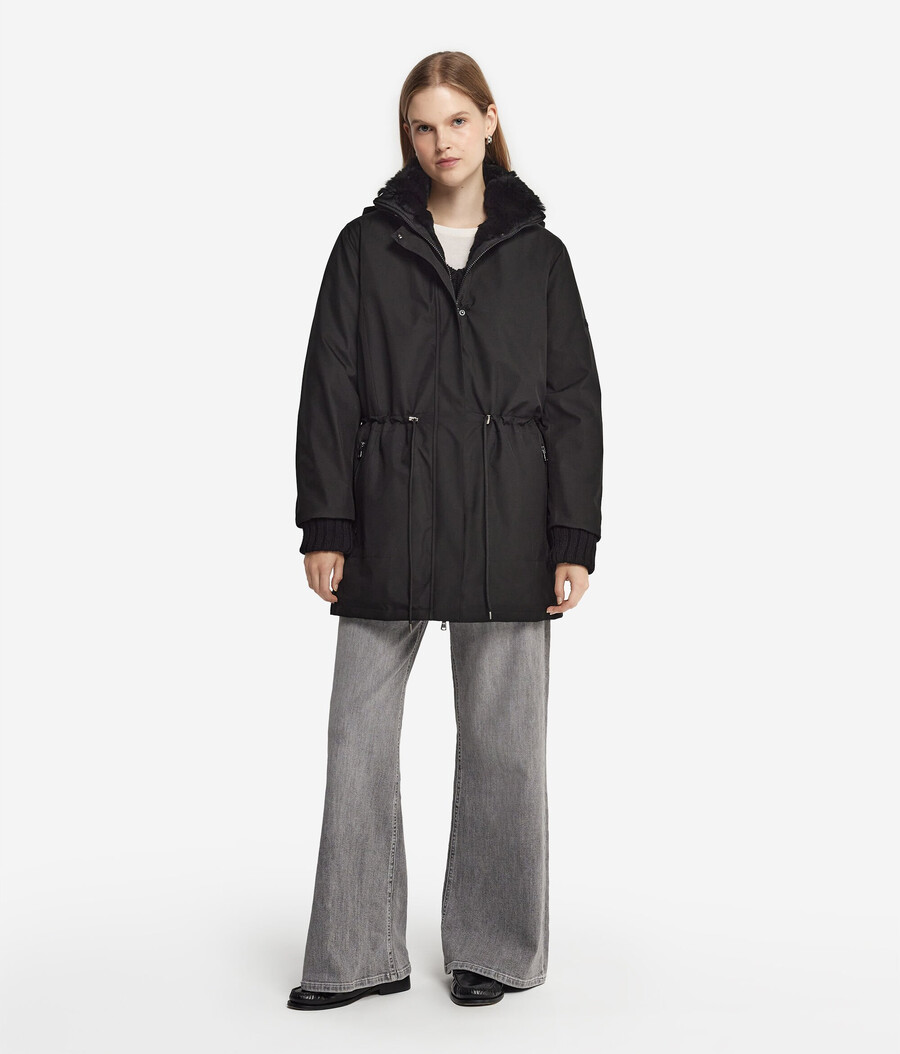 wendbare funktionsjacke mit kaninchenfellfutter