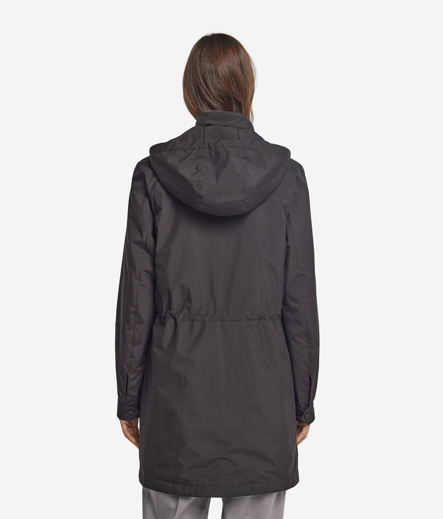 lange funktionsjacke mit kordelzug