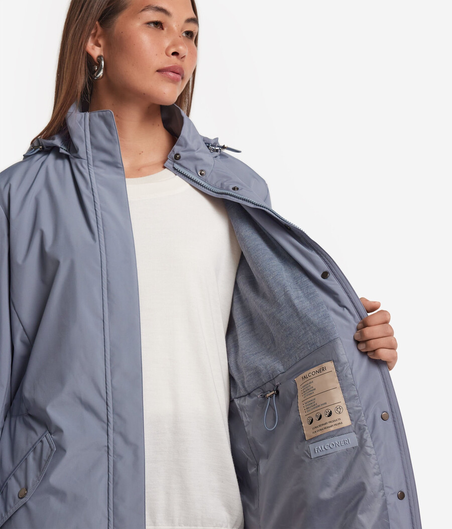 lange funktionsjacke mit kordelzug