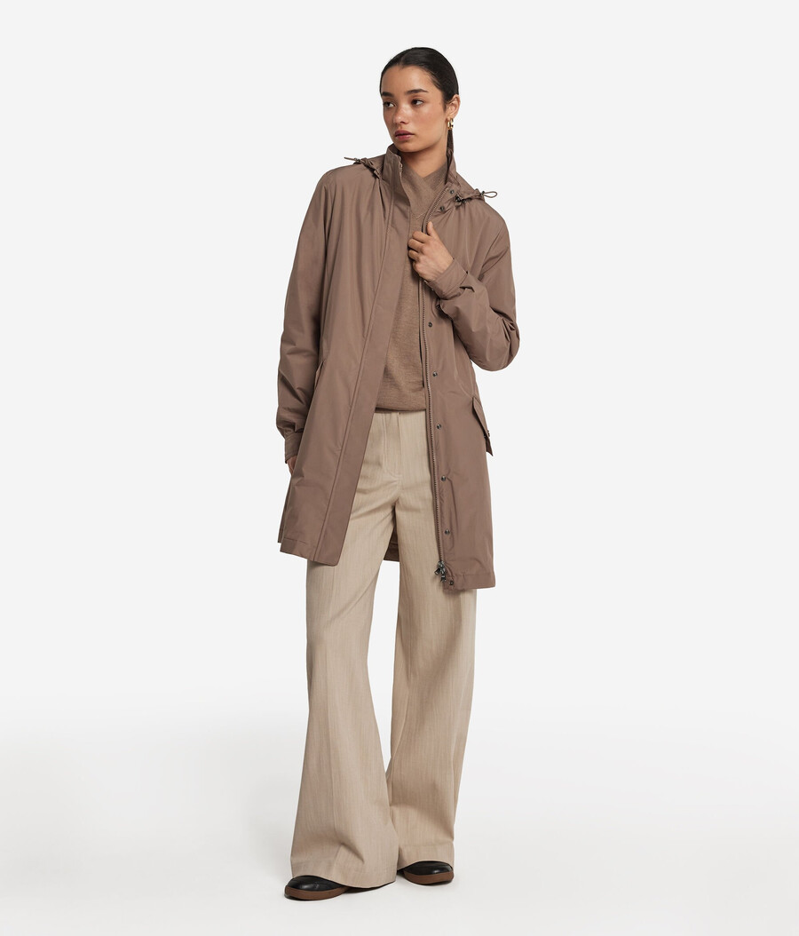 lange funktionsjacke mit kordelzug
