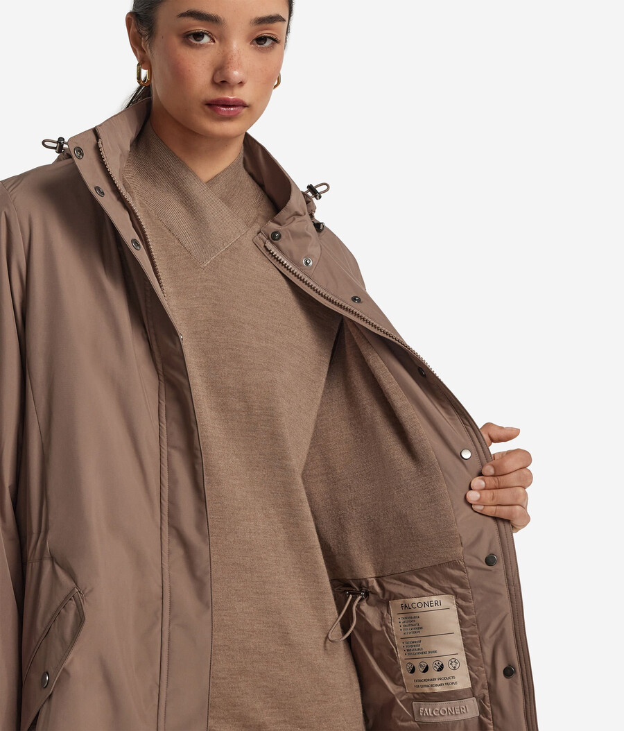 lange funktionsjacke mit kordelzug
