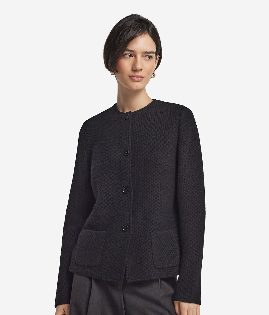 jacke mit rundhalsausschnitt aus wolle und kaschmir