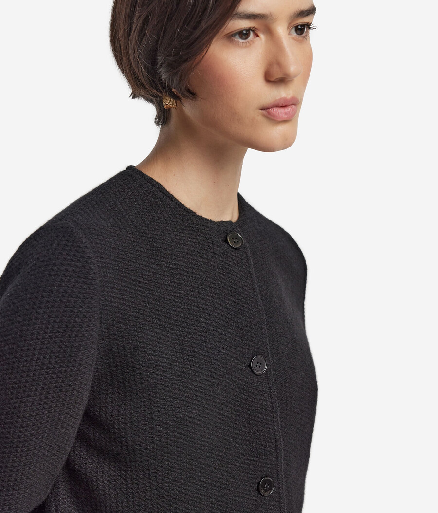 jacke mit rundhalsausschnitt aus wolle und kaschmir
