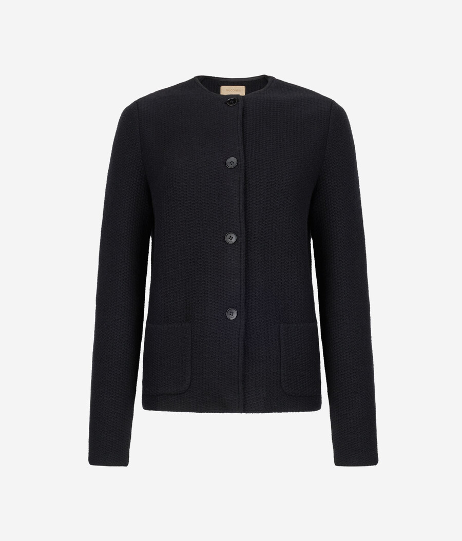 jacke mit rundhalsausschnitt aus wolle und kaschmir