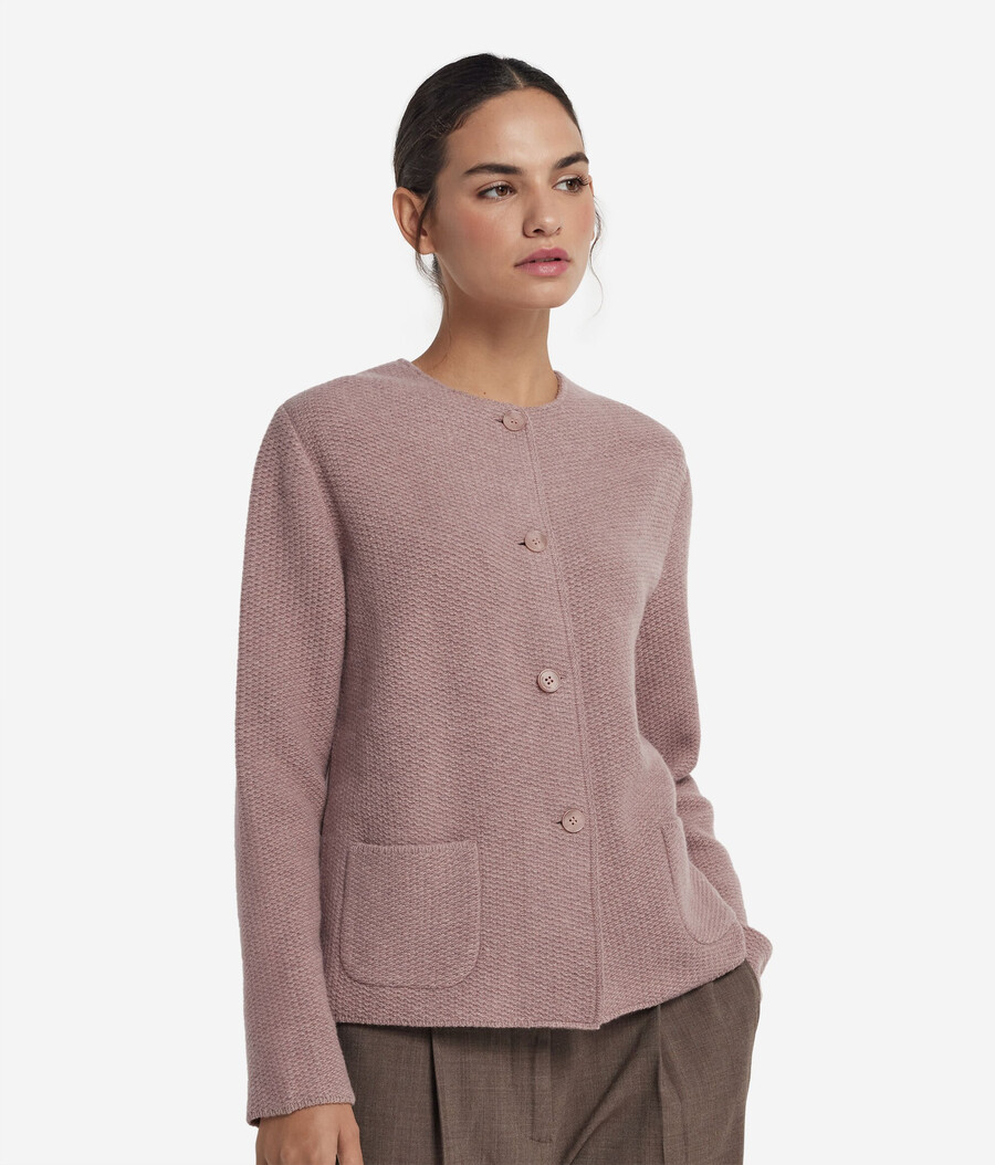 jacke mit rundhalsausschnitt aus wolle und kaschmir