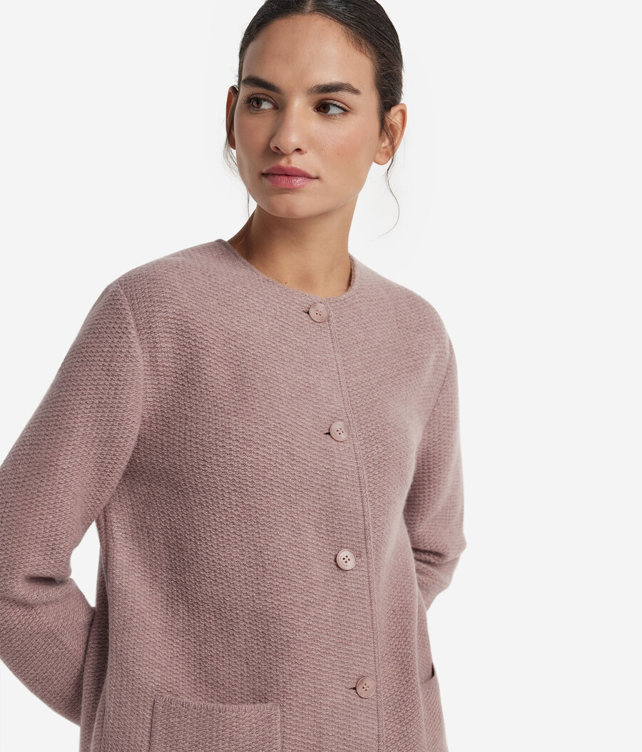 jacke mit rundhalsausschnitt aus wolle und kaschmir
