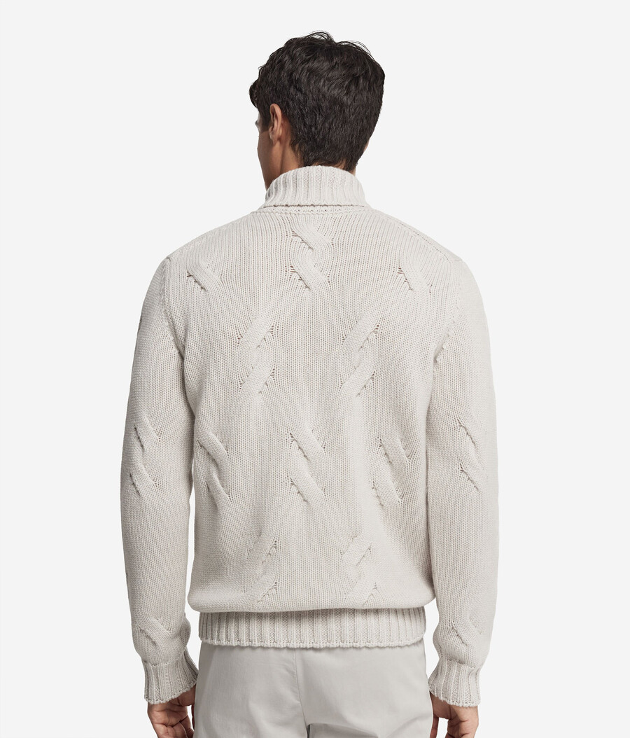 kaschmir-rollkragenpullover mit zopfmuster