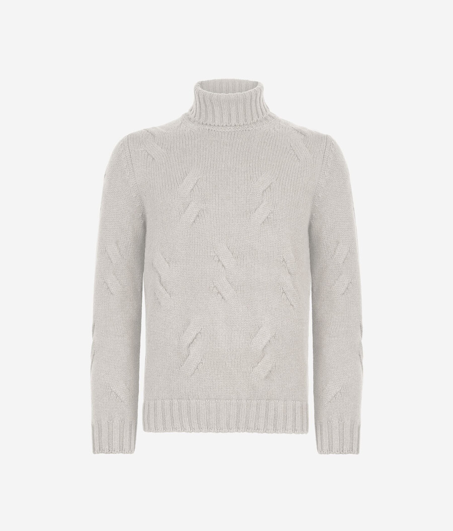 kaschmir-rollkragenpullover mit zopfmuster