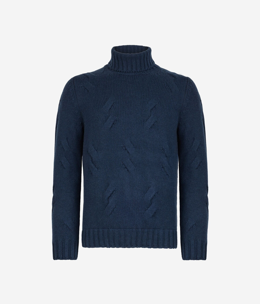 kaschmir-rollkragenpullover mit zopfmuster