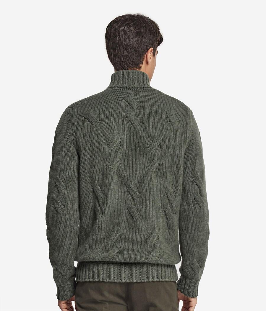 kaschmir-rollkragenpullover mit zopfmuster