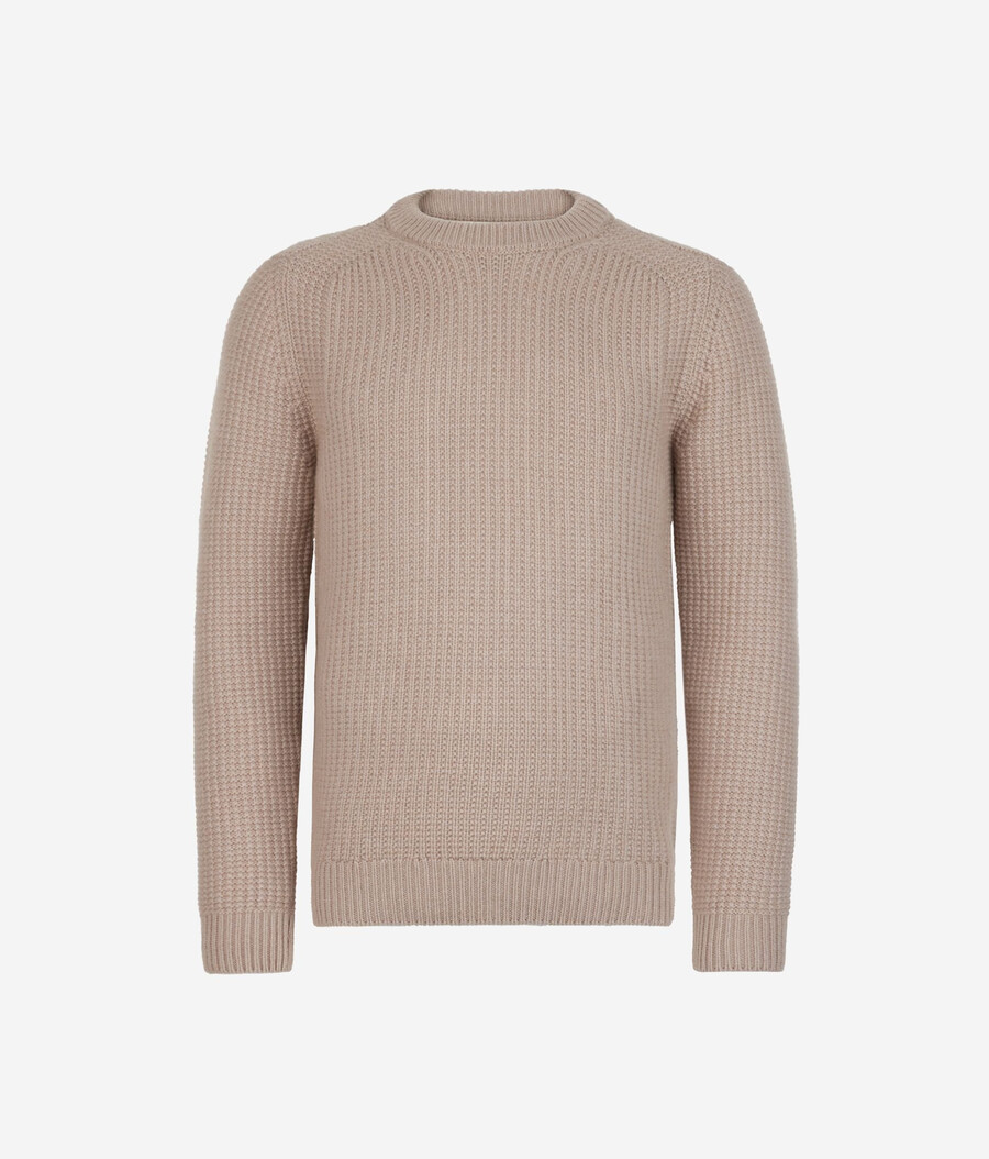 gerippter ultraweicher kaschmirpullover mit rundhalsausschnitt