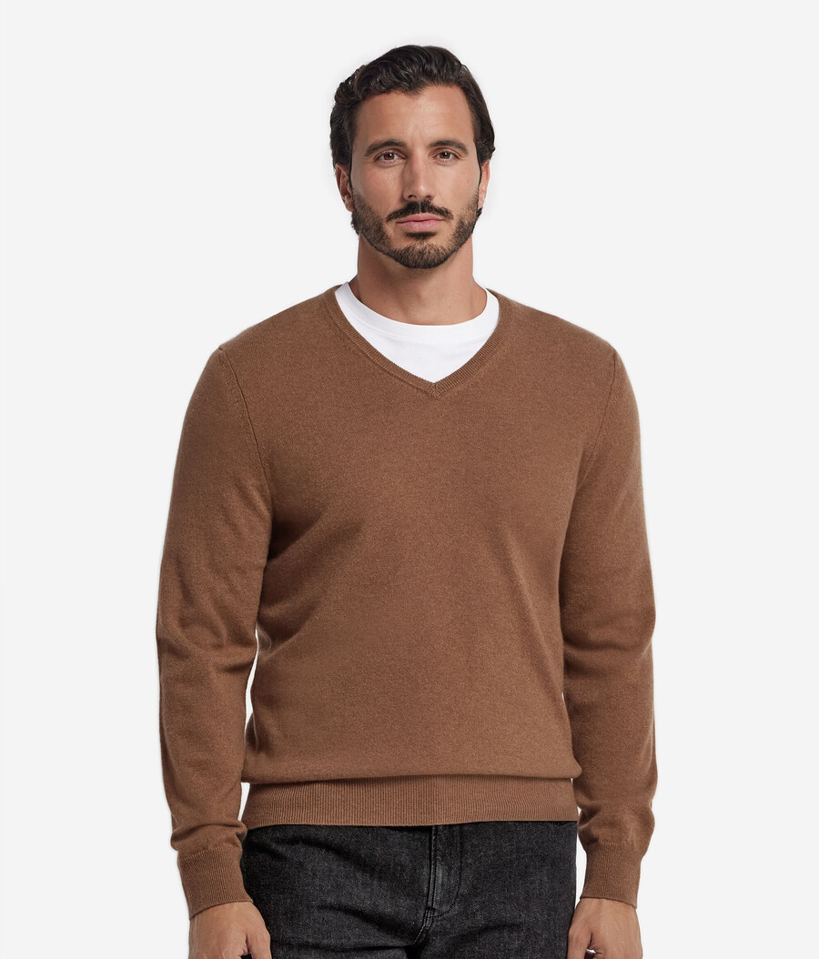 ultraweicher kaschmirpullover mit v-ausschnitt