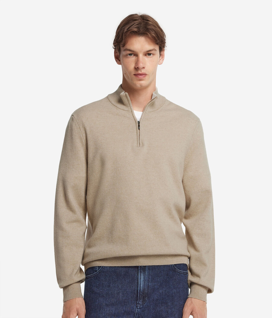ultraweicher kaschmirpullover mit halbem reißverschluss und stehkragen
