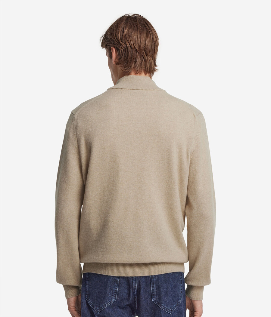 ultraweicher kaschmirpullover mit halbem reißverschluss und stehkragen