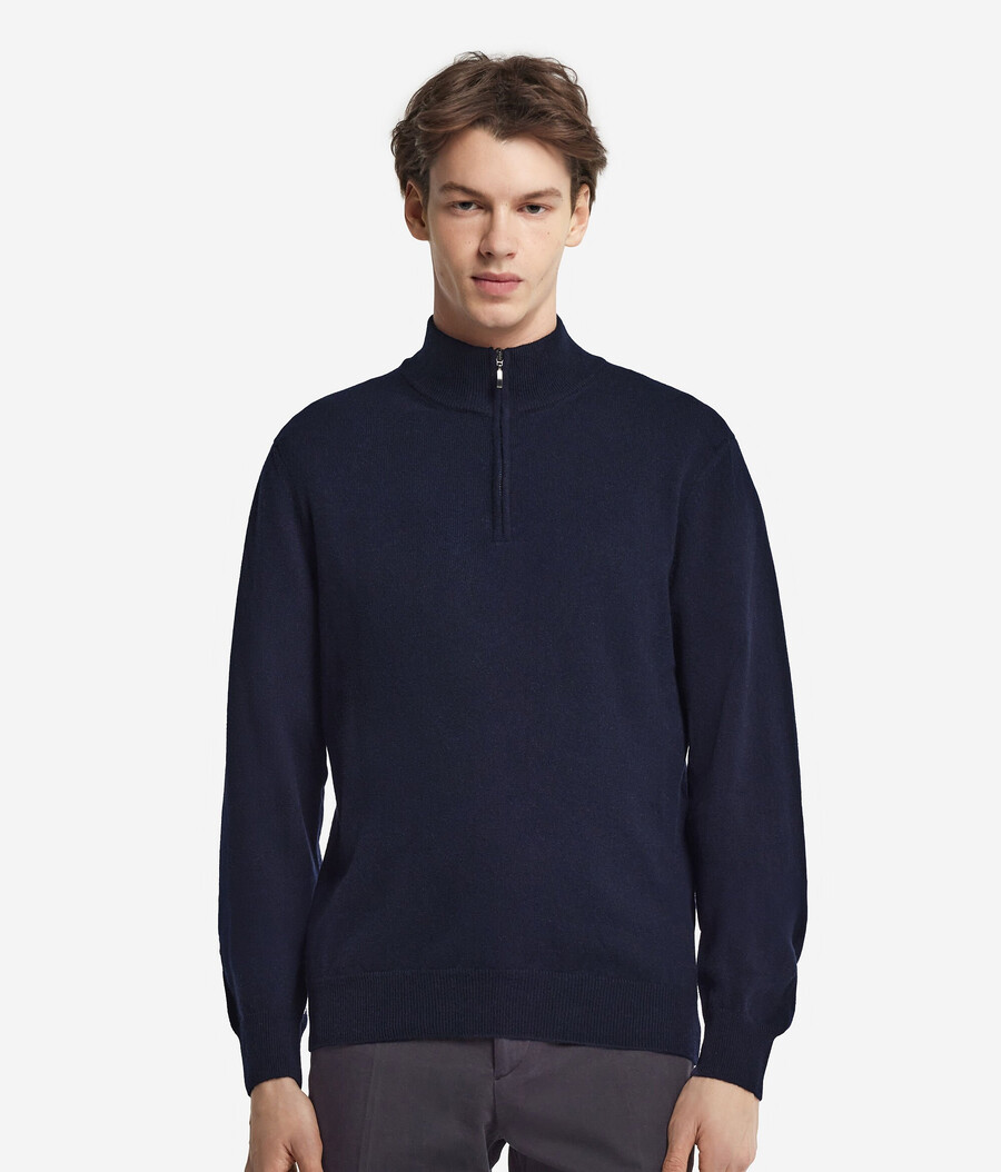 ultraweicher kaschmirpullover mit halbem reißverschluss und stehkragen