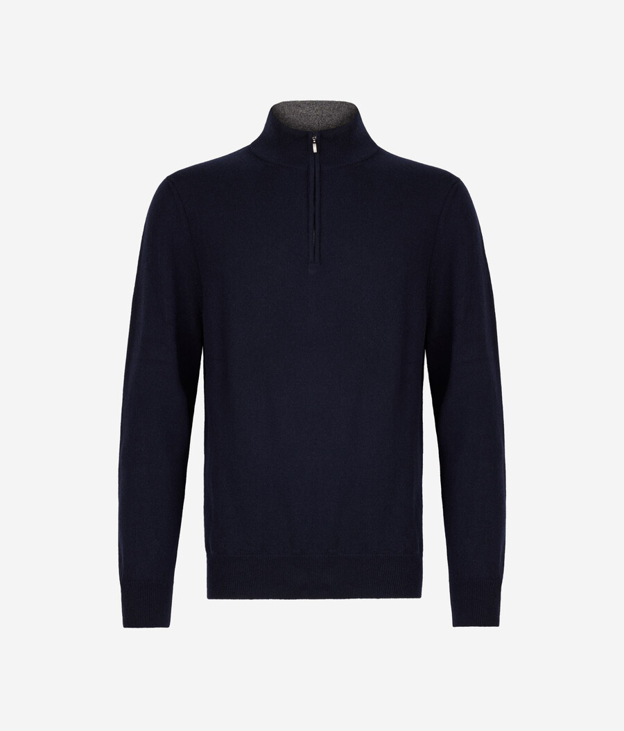 ultraweicher kaschmirpullover mit halbem reißverschluss und stehkragen