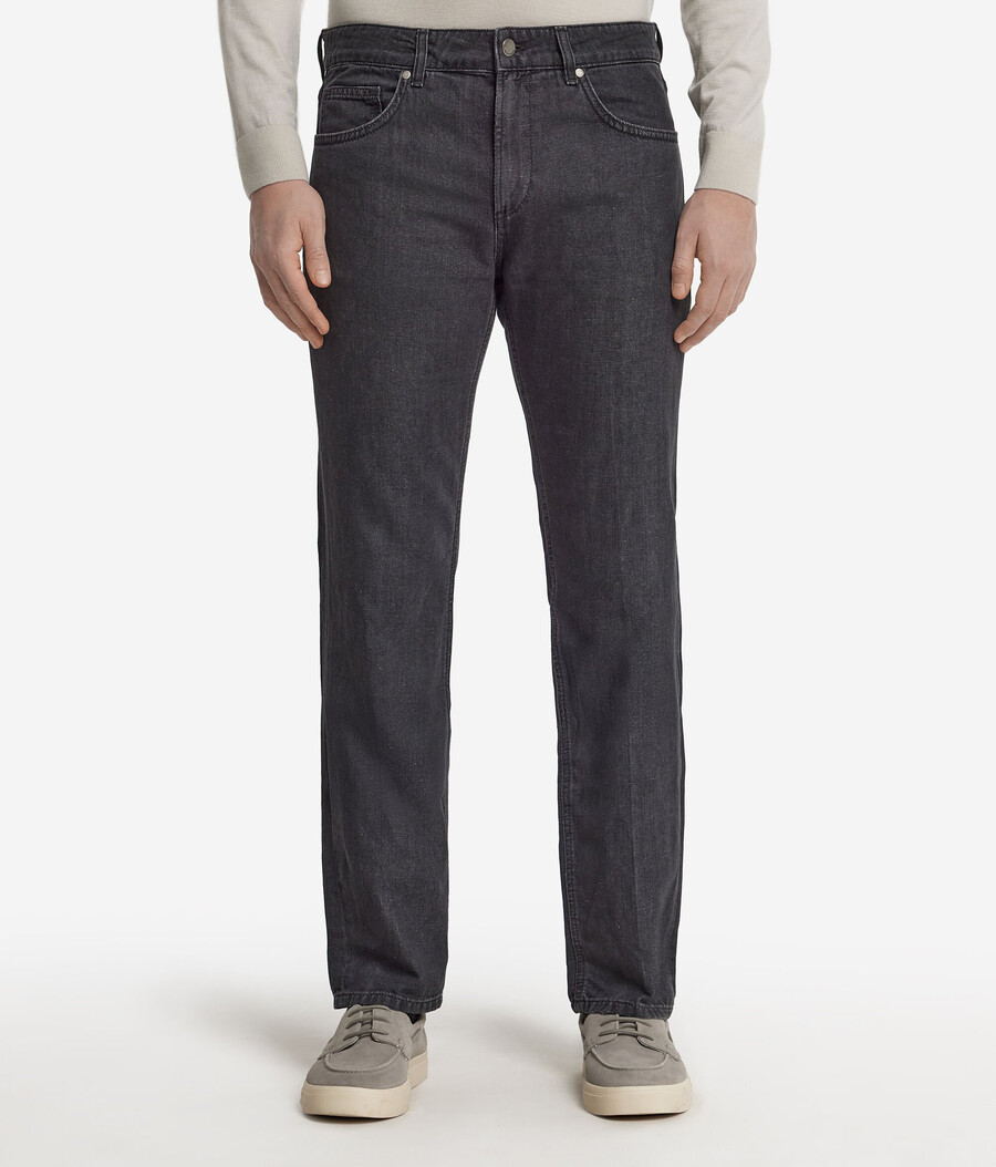 jeans aus baumwolle und leinen