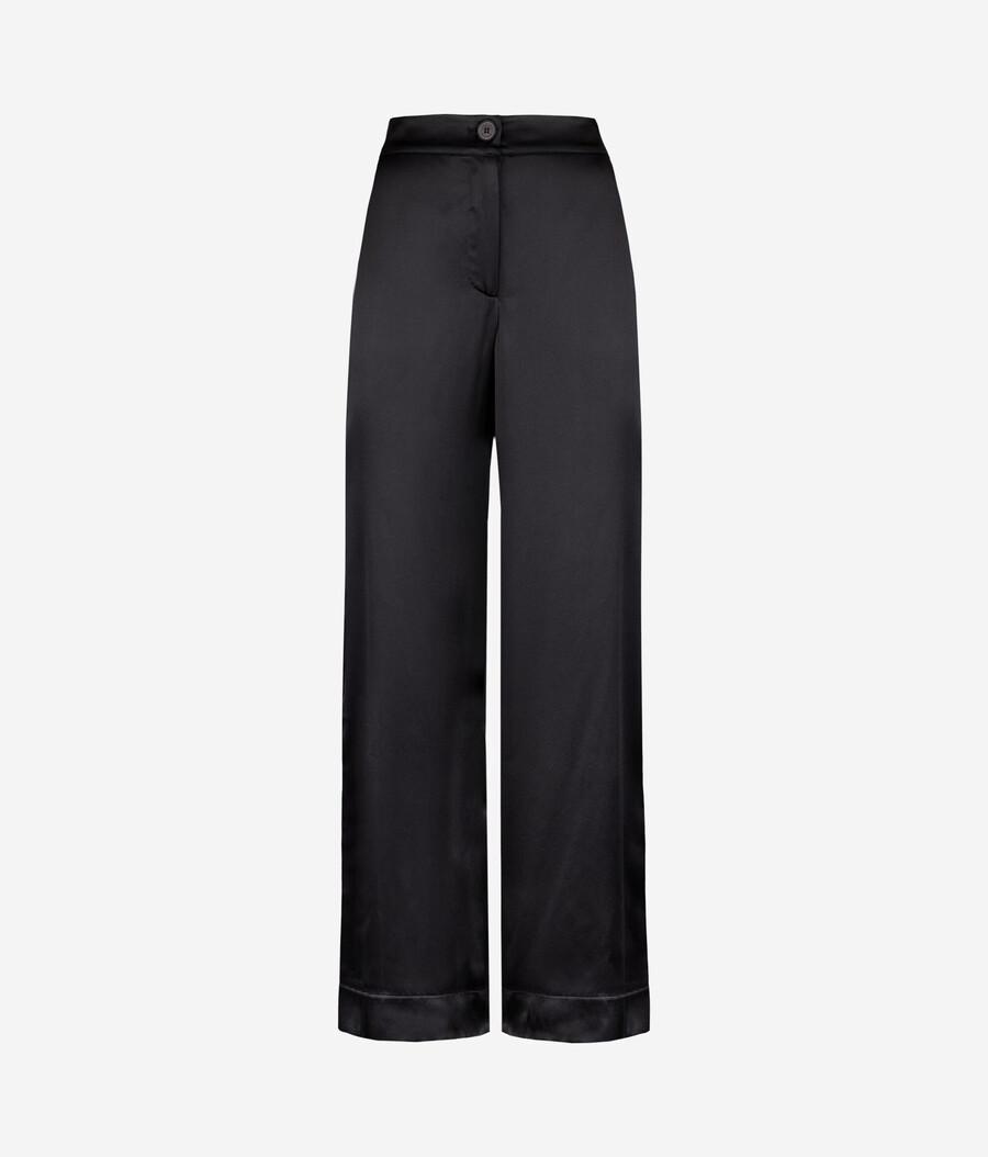 seidensatin-hose mit weitem bein
