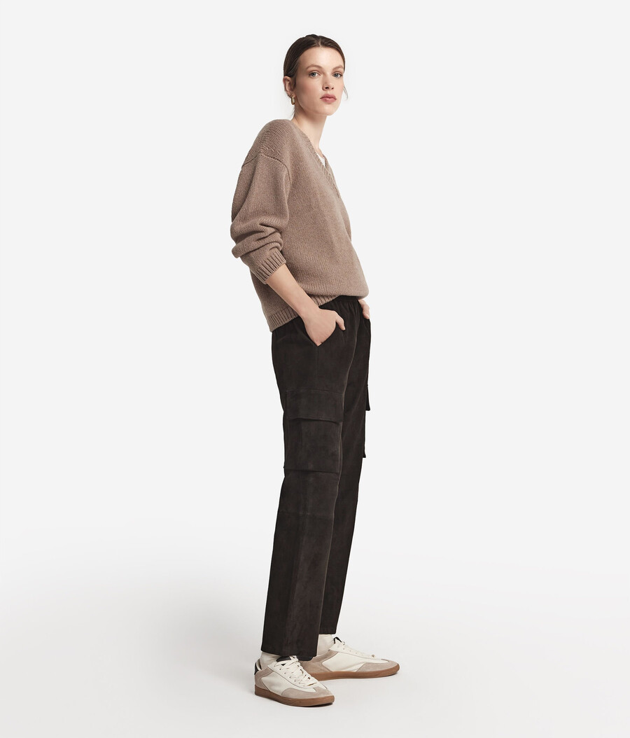 wildleder-cargohose