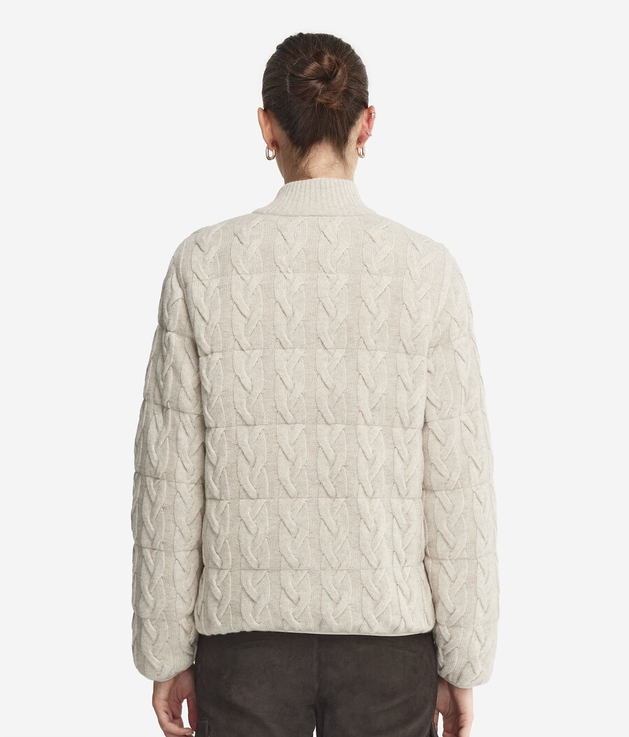 wende-daunenjacke aus kaschmir mit zopfmuster