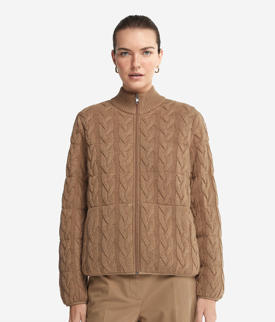 wende-daunenjacke aus kaschmir mit zopfmuster