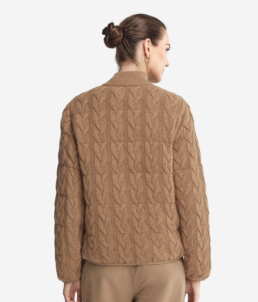 wende-daunenjacke aus kaschmir mit zopfmuster
