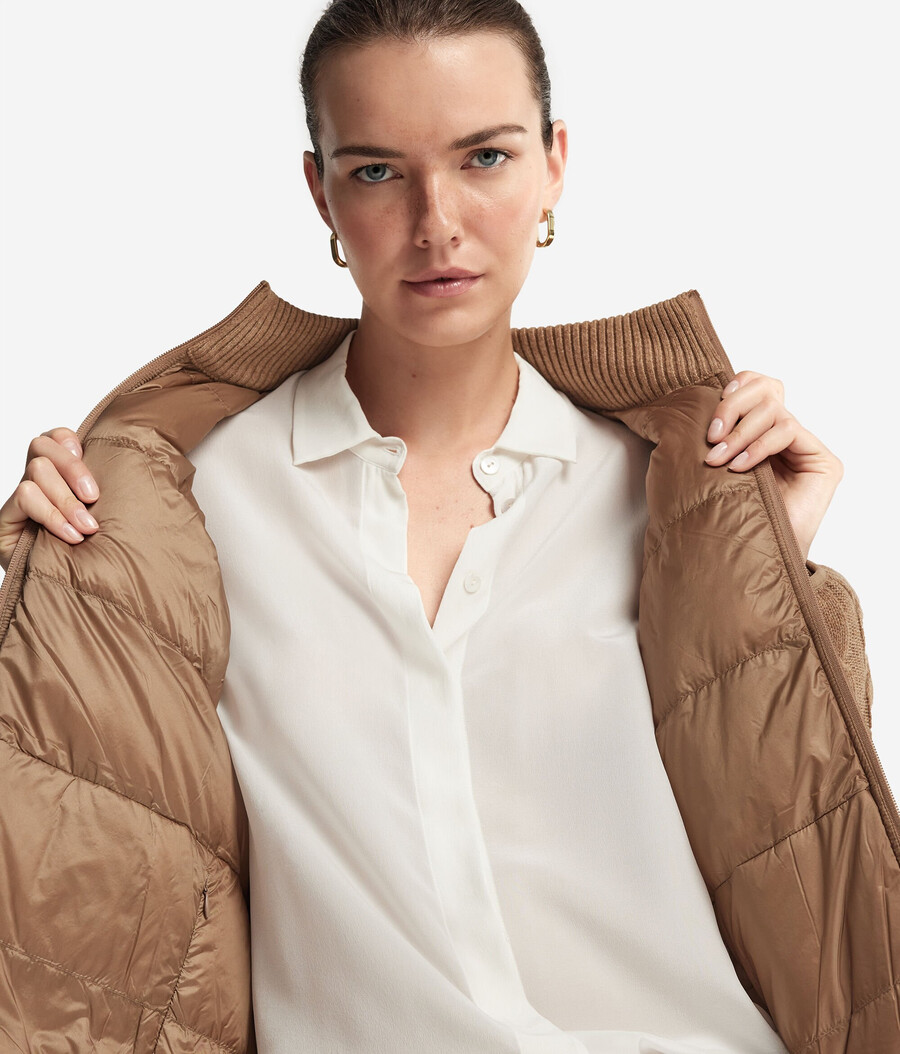 wende-daunenjacke aus kaschmir mit zopfmuster