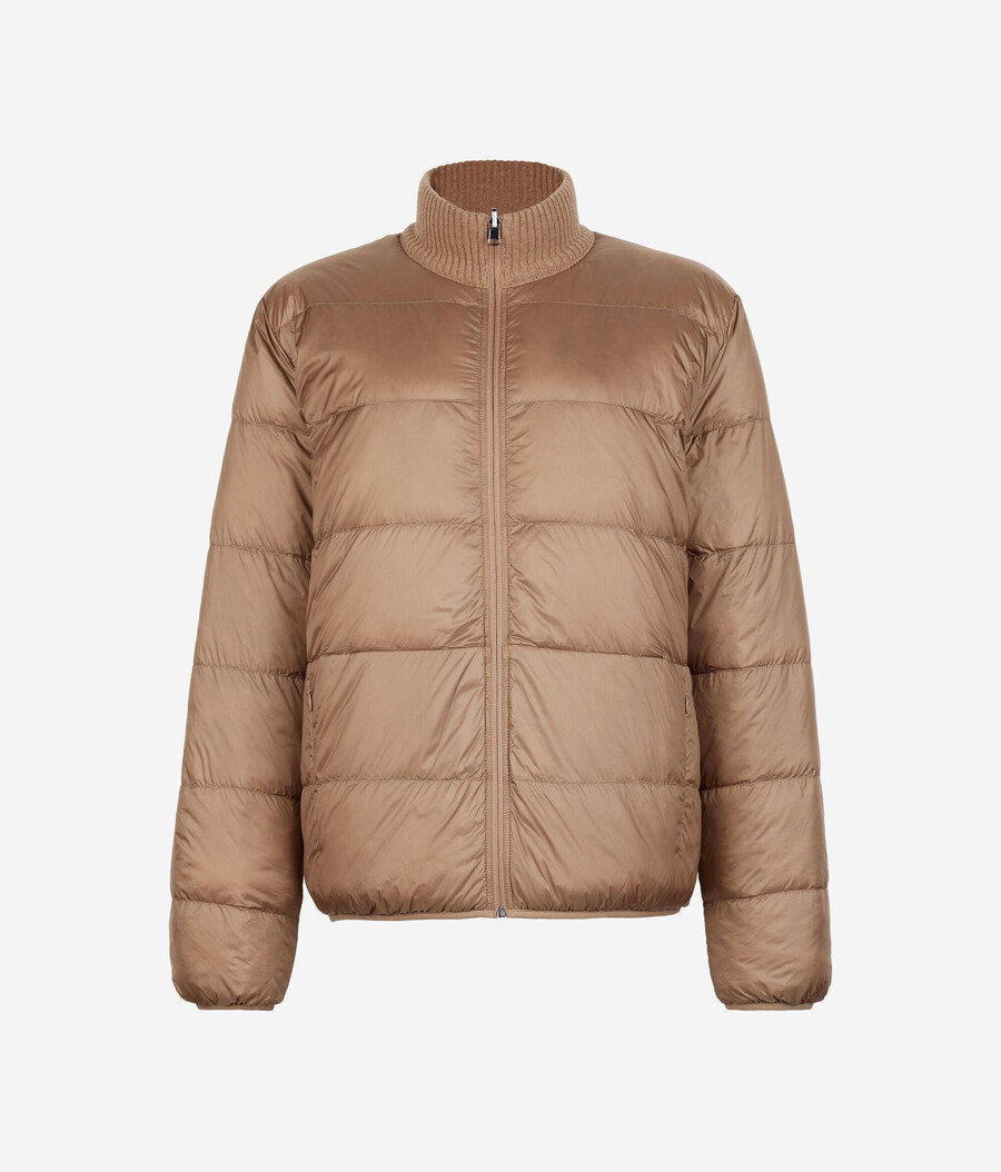 wende-daunenjacke aus kaschmir mit zopfmuster