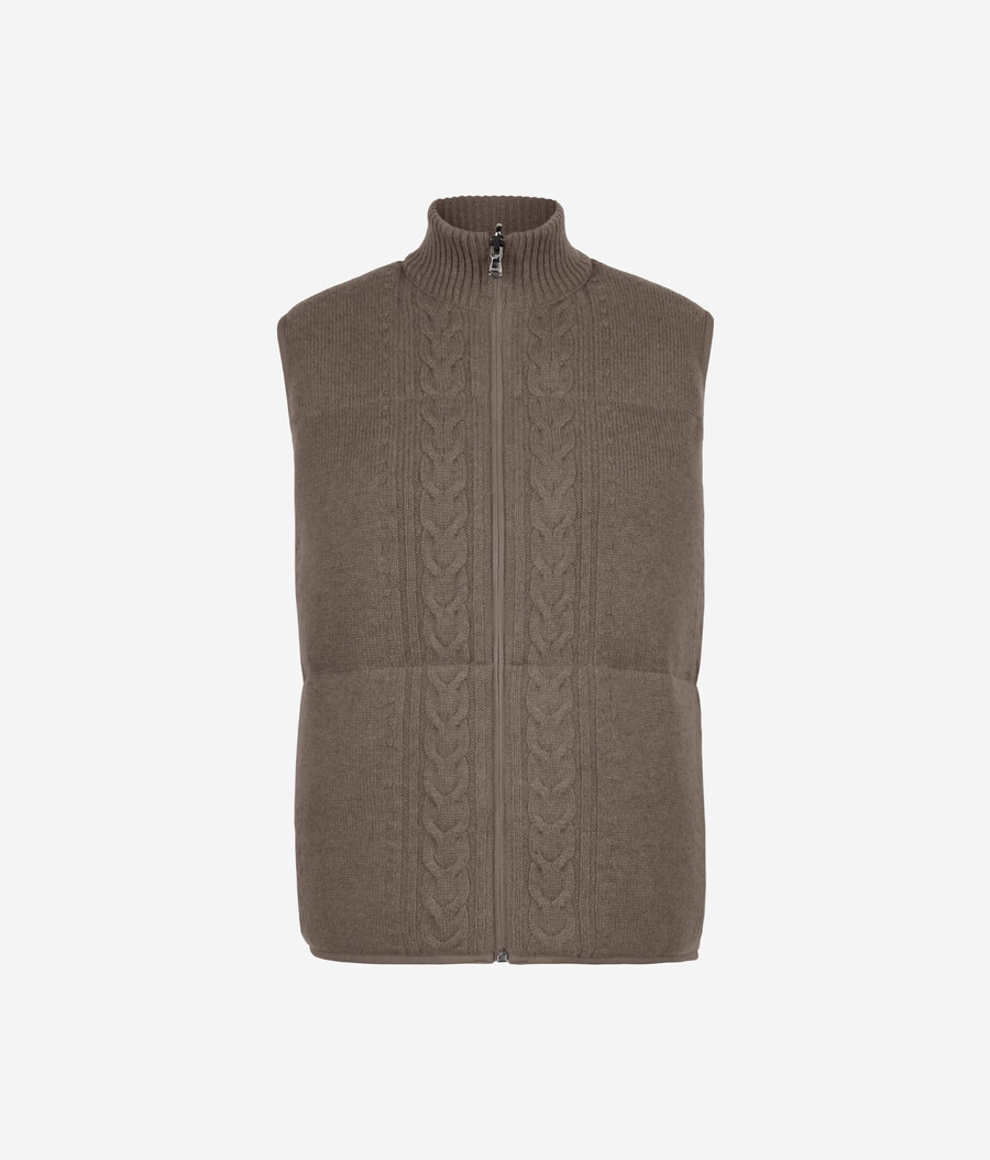 wendbare bouclé-weste mit zopfmuster