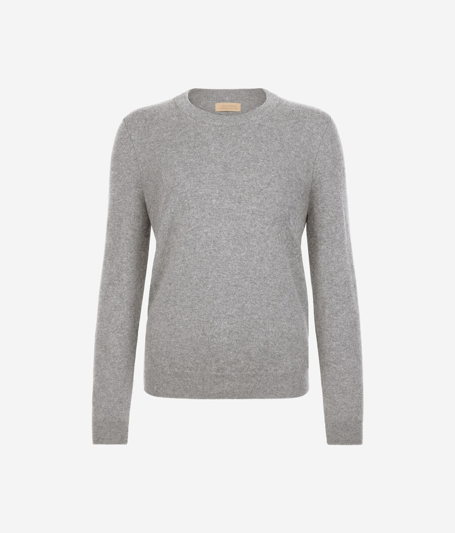 langärmeliger ultraweicher kaschmirpullover mit rundhalsausschnitt
