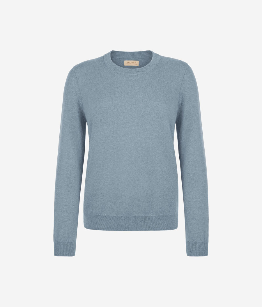 langärmeliger ultraweicher kaschmirpullover mit rundhalsausschnitt