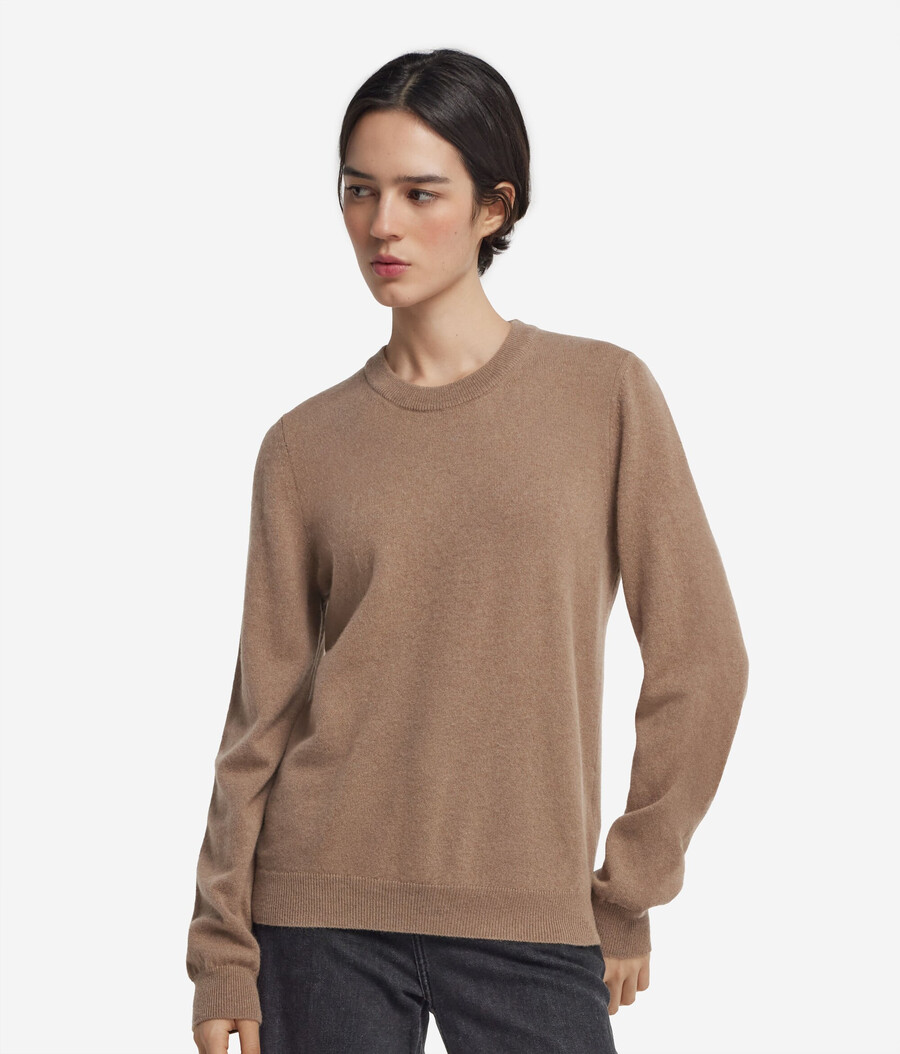 langärmeliger ultraweicher kaschmirpullover mit rundhalsausschnitt