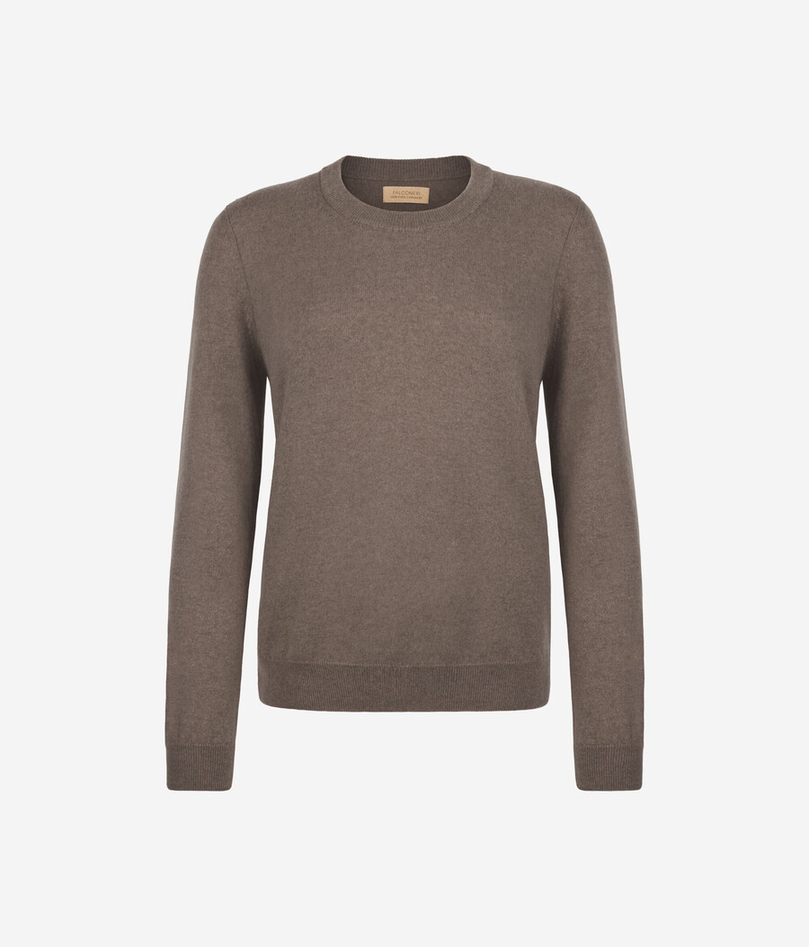 langärmeliger ultraweicher kaschmirpullover mit rundhalsausschnitt