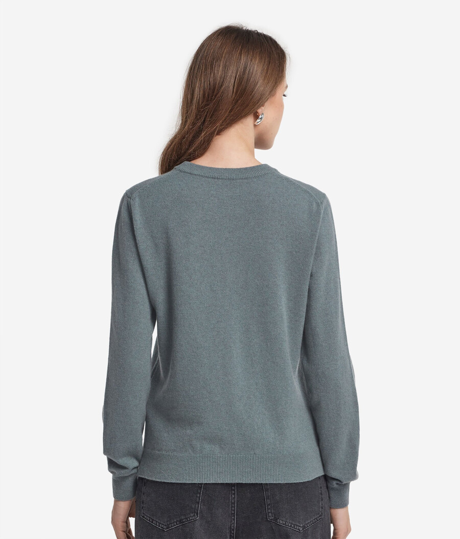 langärmeliger ultraweicher kaschmirpullover mit rundhalsausschnitt
