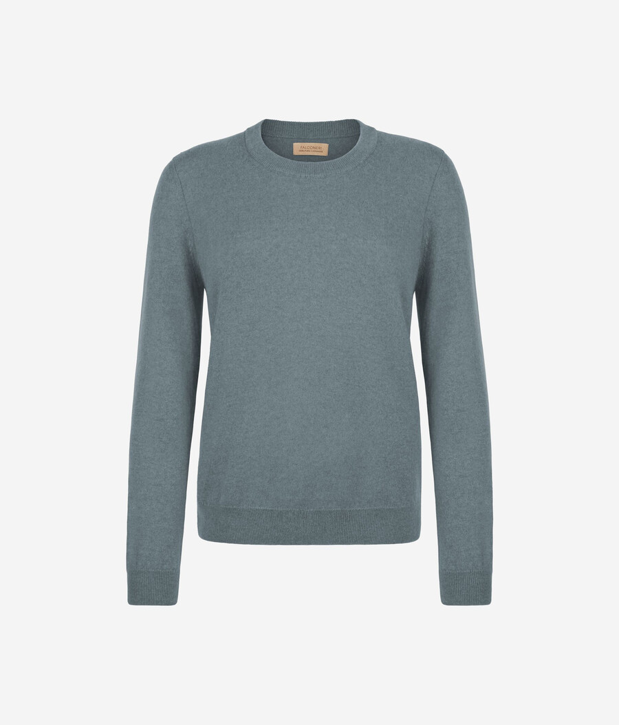 langärmeliger ultraweicher kaschmirpullover mit rundhalsausschnitt