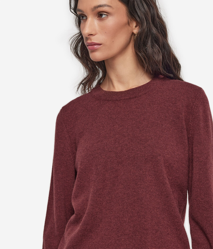 langärmeliger ultraweicher kaschmirpullover mit rundhalsausschnitt