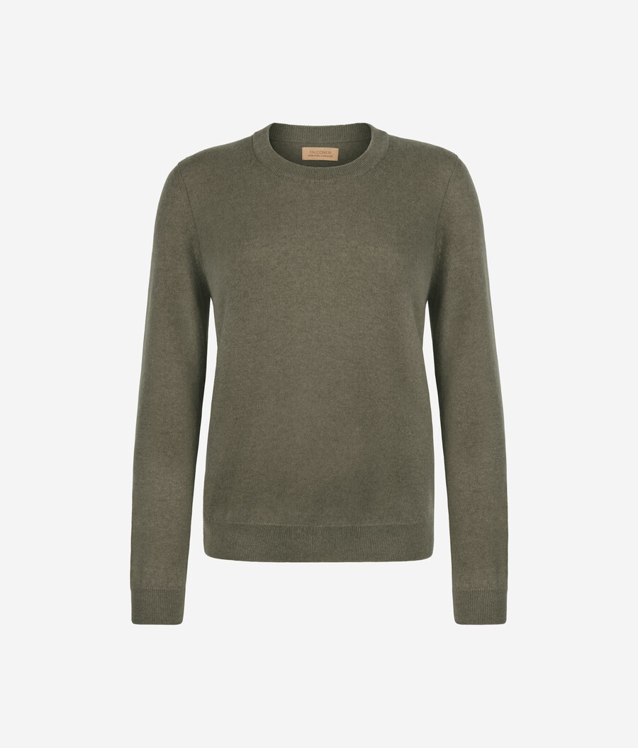 langärmeliger ultraweicher kaschmirpullover mit rundhalsausschnitt