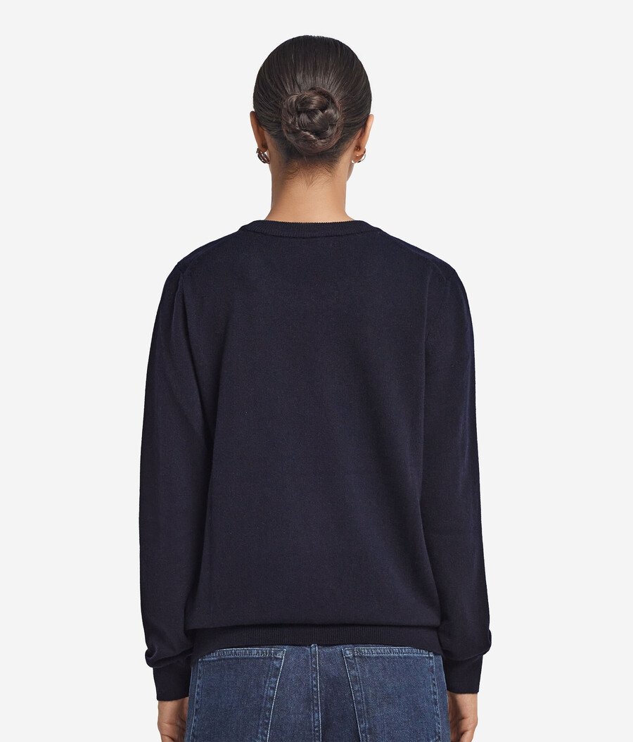 langärmeliger ultraweicher kaschmirpullover mit rundhalsausschnitt