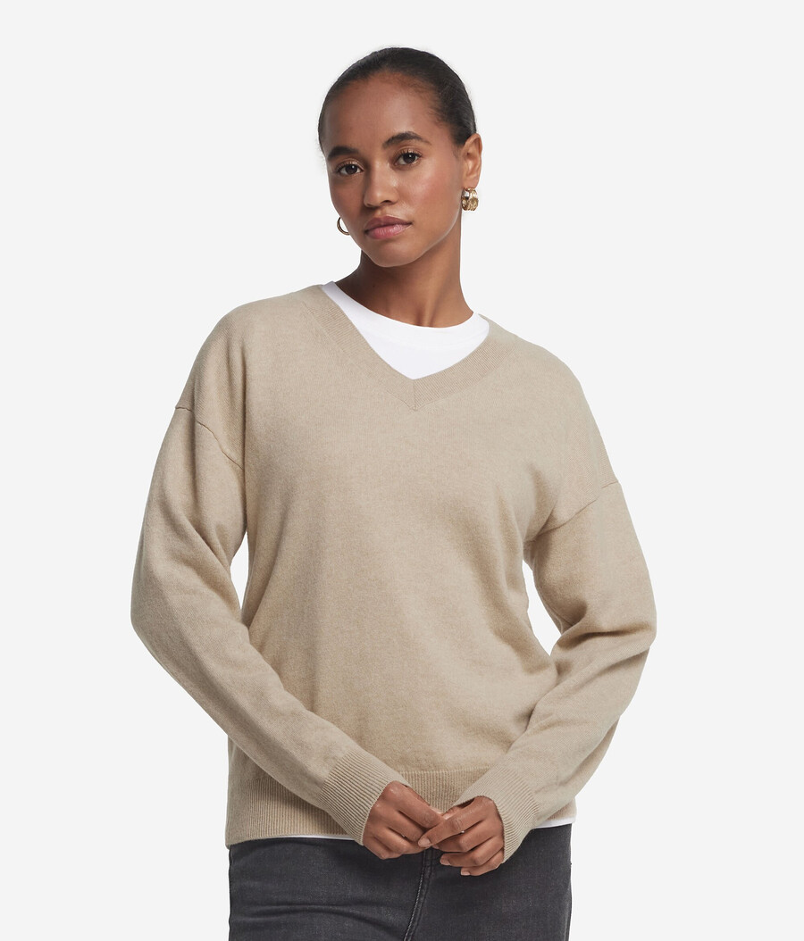 ultraweicher kaschmirpullover mit v-ausschnitt