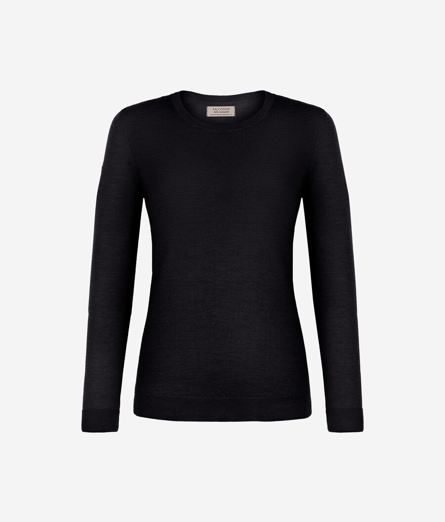 rundhals-pullover aus ultrafeinem kaschmir