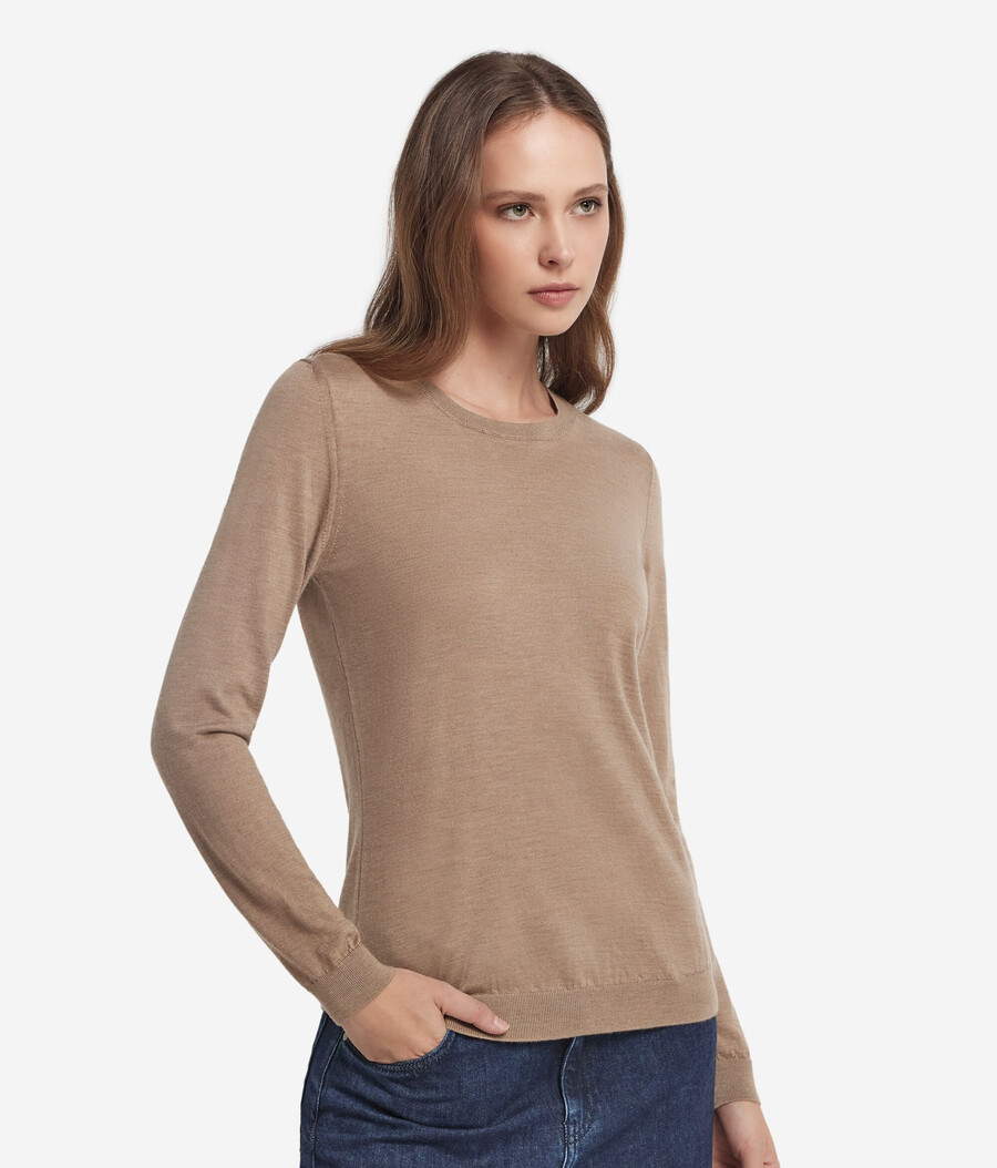 rundhals-pullover aus ultrafeinem kaschmir
