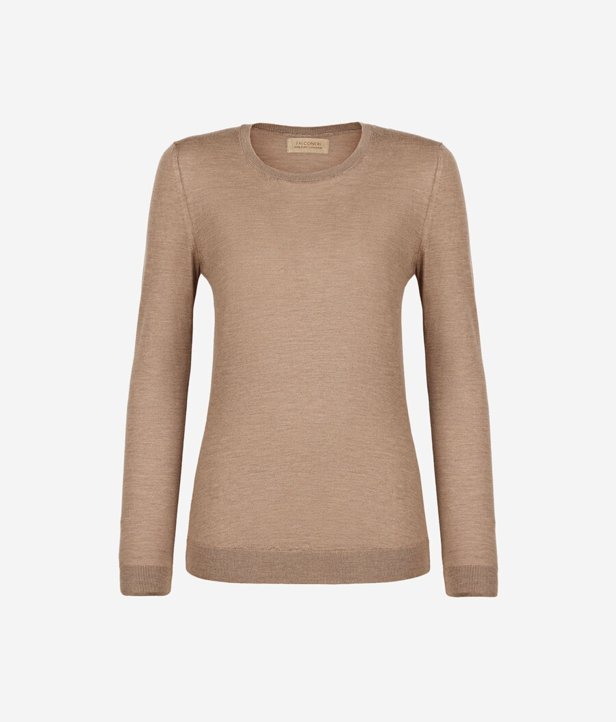 rundhals-pullover aus ultrafeinem kaschmir