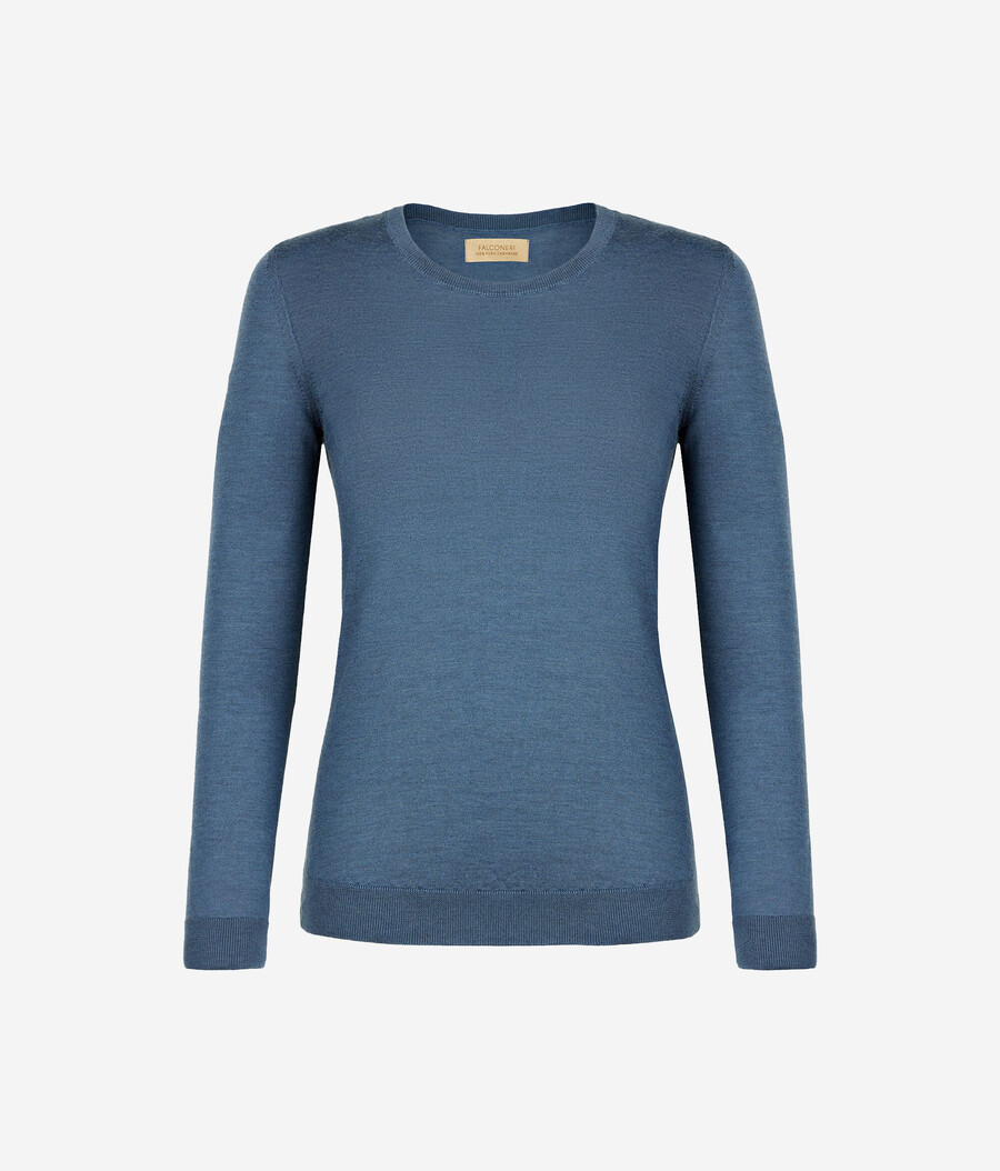 rundhals-pullover aus ultrafeinem kaschmir