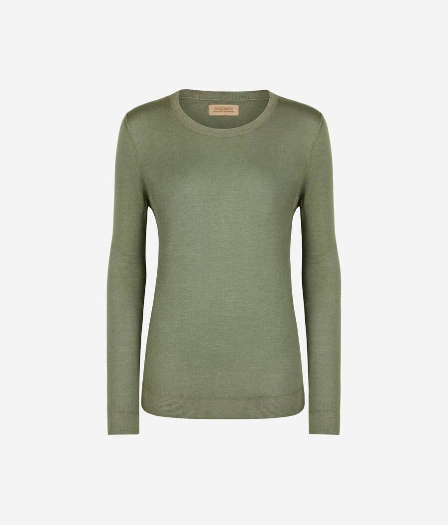 rundhals-pullover aus ultrafeinem kaschmir