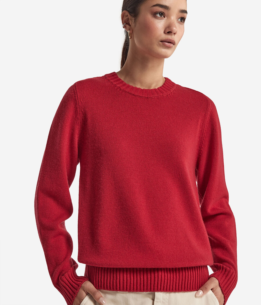 ultraweicher kaschmirpullover mit rundhalsausschnitt und eingesetzten Ärmeln